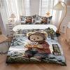3pcs Anime Cartoon Bear Bedding Set - Includes One Quilt Cover and Two Pillowcases (No Core) - Festive Gift for Bedroom Decor - Polyester Fa