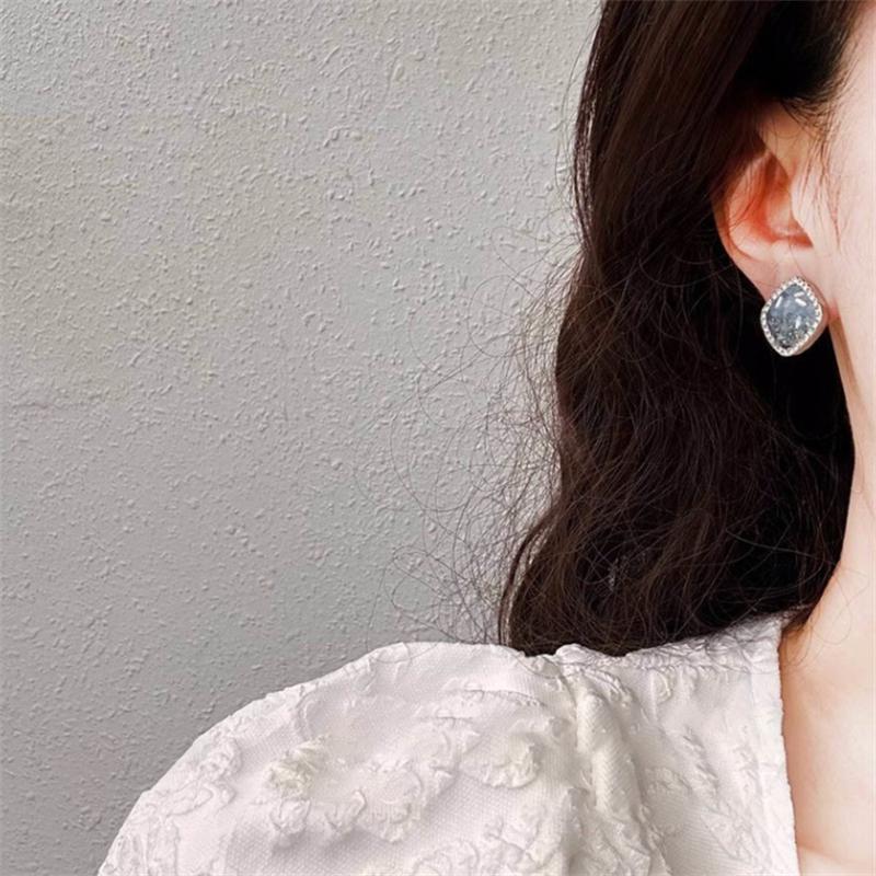 Mode Blau kies ohr stud Ohrringe für Frauen Hochzeit Party Klassische Schmuck Geometrie Metall Ohrringe