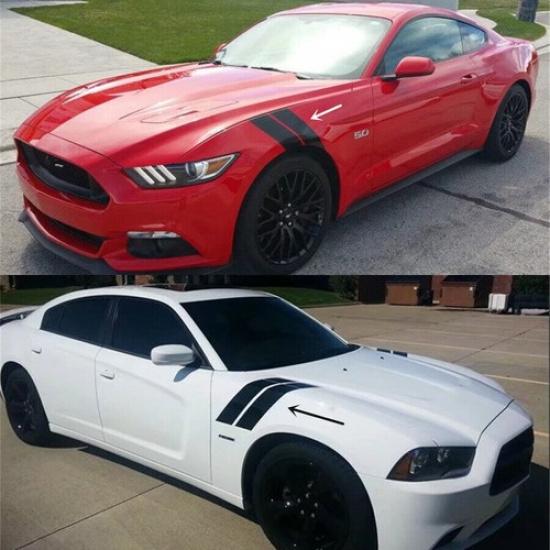 

Dual Stripe Car Wheel Fender Sticker Left/R Graphic Vinyl Decal Black Universal