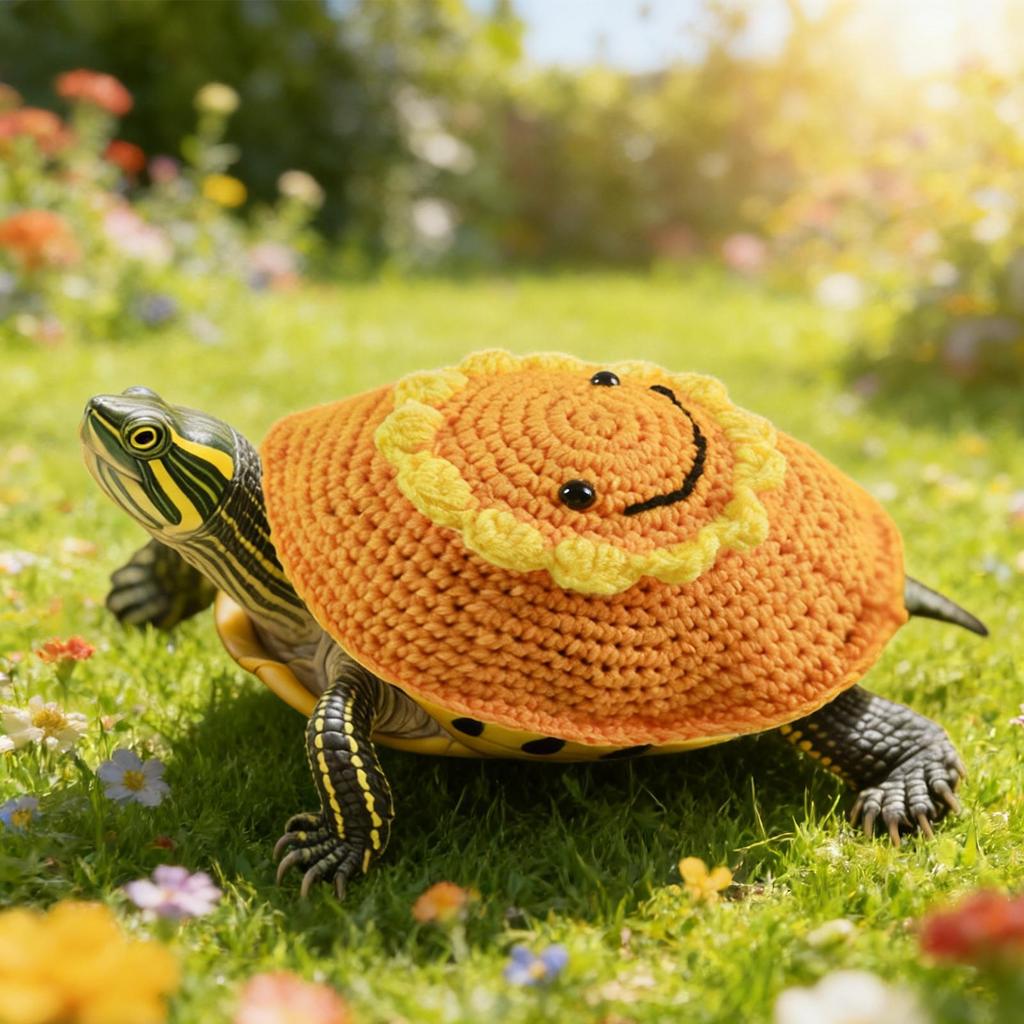 Turtle Sweater Sunflower Design Warm Knitted Costume With Adjustable Elastic Strap Pet Costume Sweater For Small Animal Winter