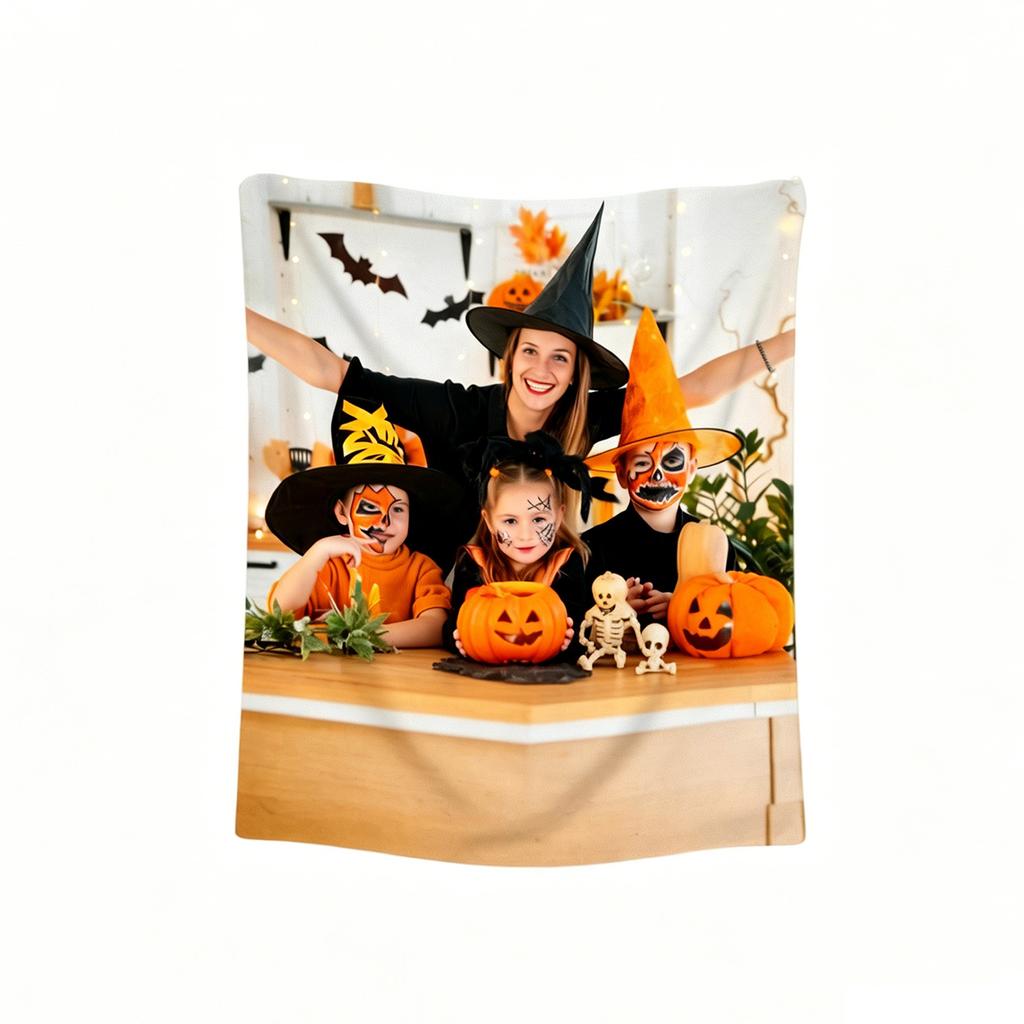 Flannel Blanket 150200cm, Creative Halloween Print Soft Cozy Throw for Couch Bed Sofa