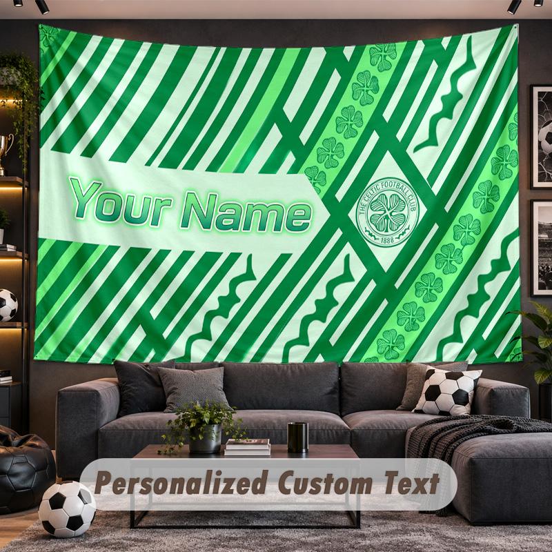 Celtic FC Personalisierte Wandteppich Unterstützung Benutzerdefinierter Name, Wandkunst Heimdekoration