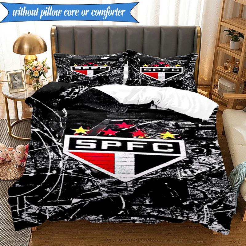 3PCS Spfc Team Crest Design Printed Soft Bedding Set,Including 1pc Duvet Cover And 2pcs Pillowcases Perfect for Bedroom, Dormitory, Fan Gift