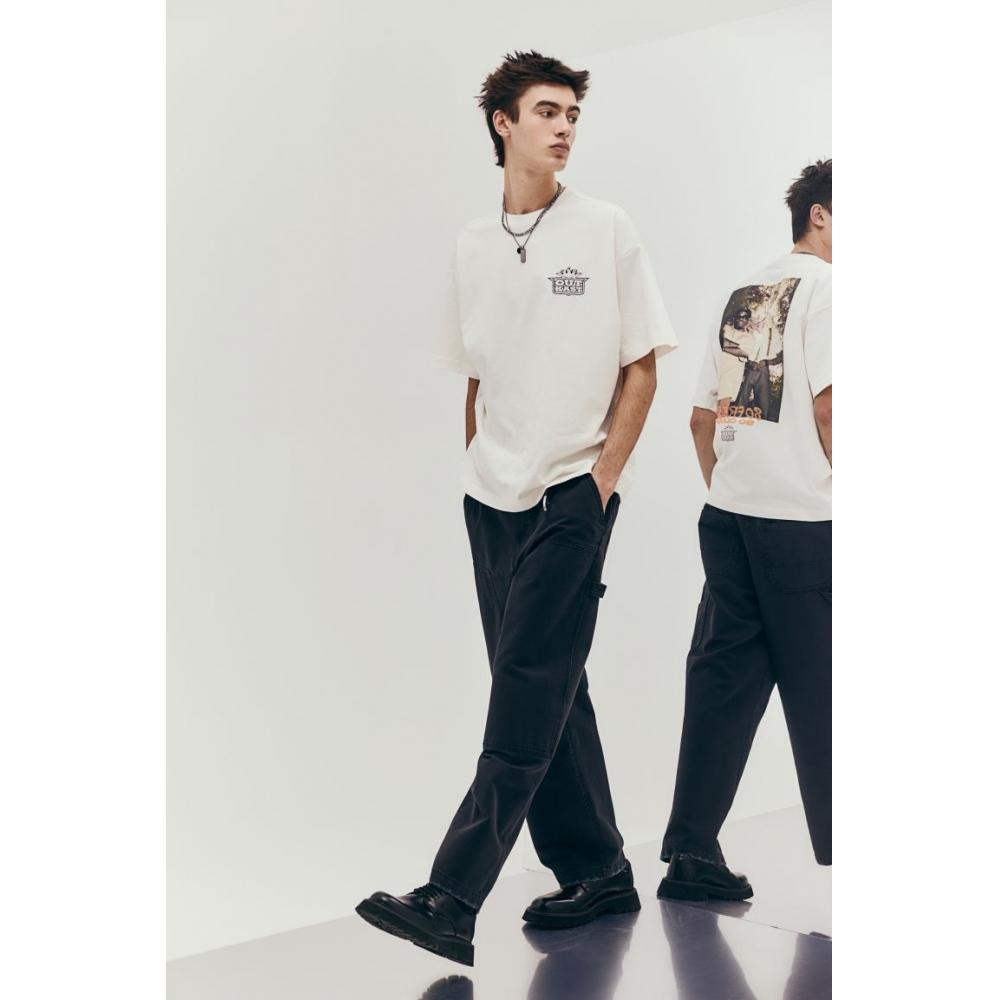 H M Oversized FiT T sHirT creaM ouTcasT