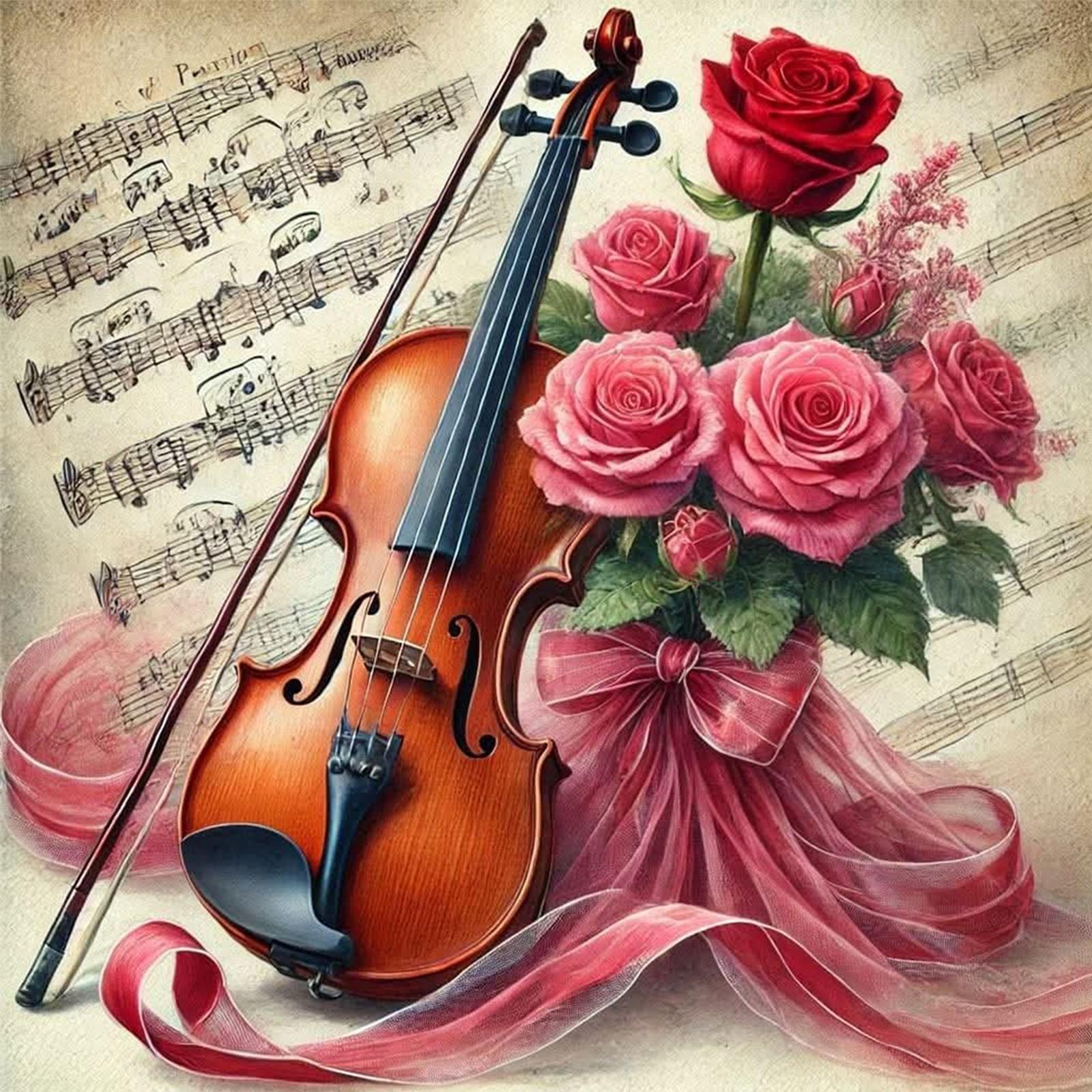 

Musical Instrument Flower Full DIY 5D Round Drill Diamond Art Kits Diamond Art Diamond Painting Diamond Painting Gem Art 40*40cm