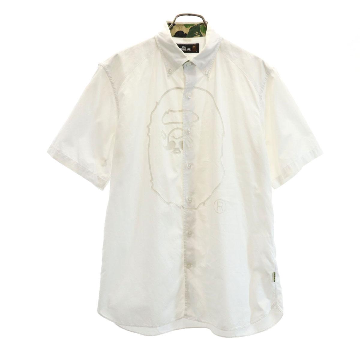 

Мистер. BATHING APE сделано в Японии Рубашка с коротким рукавом на пуговицах L белая Мужская Б/У