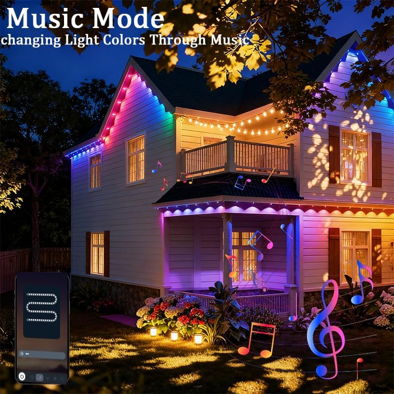 RGB Permanent Outdoor Lights for House (24V, 33Ft (20 LED))