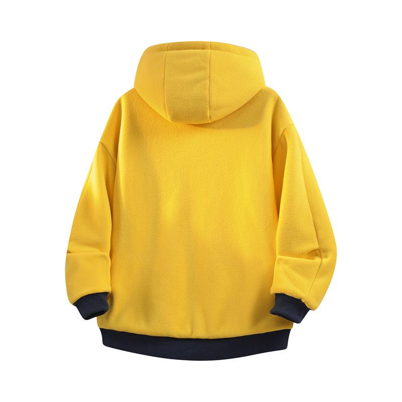 Men's Reversible Trendy Loose Hooded Jacket, Black/Light Gray, Spring/Autumn Casual Sportswear.