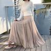 Women's High-End Mesh Pleated Midi Skirt - Summer Slimming Big Swing Tulle Skirt