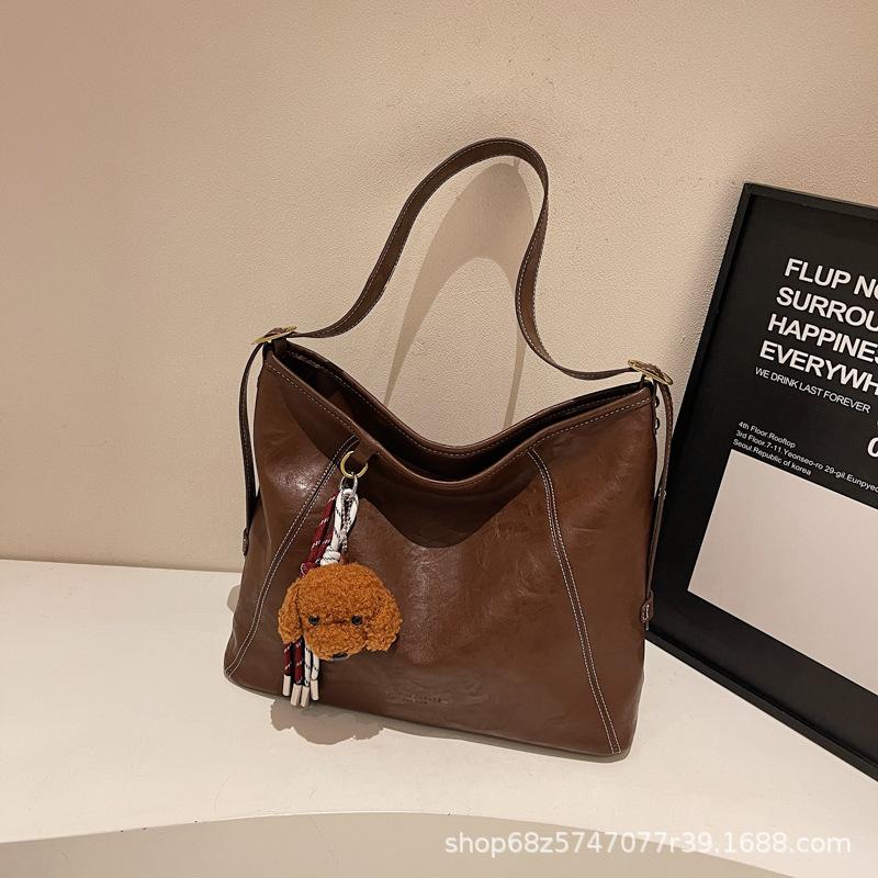 

Vintage Bag Women s 2025 New High-End Maillard Shoulder Bag Large Capacity Tote Bag Commuter Crossbody Bag темно-коричневого