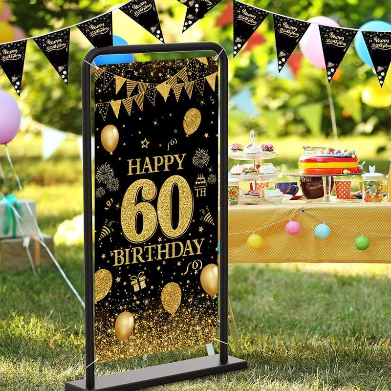 Black Gold Flag Door Hanging Banner 18th 30th 40th 50th Birthday Party Decorations Adult 30 40 50 60Year Birthday Party Supplies