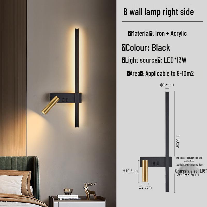 

Современный скандинавский минималистичный длинный настенный прожектор с выключателем для гостиной и спальни