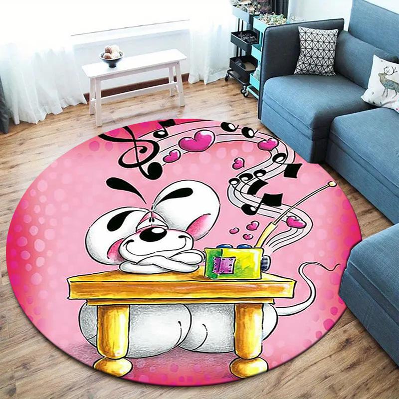 Diddl Round Area Rug,Carpet Rug for Living Room Bedroom Sofa Playroom Decor,Non-slip Floor Mat