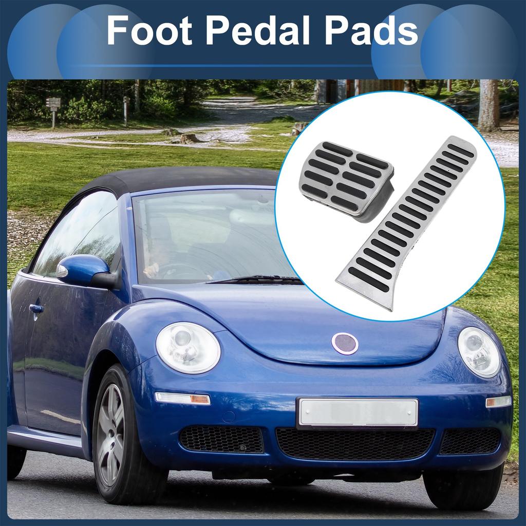 ABSOPRO 1 Set Auto Footrest Pedal Pedal Pads for Volkswagen Beetle Stainless Steel Silver Tone Covers/Footrest 2012-2019,