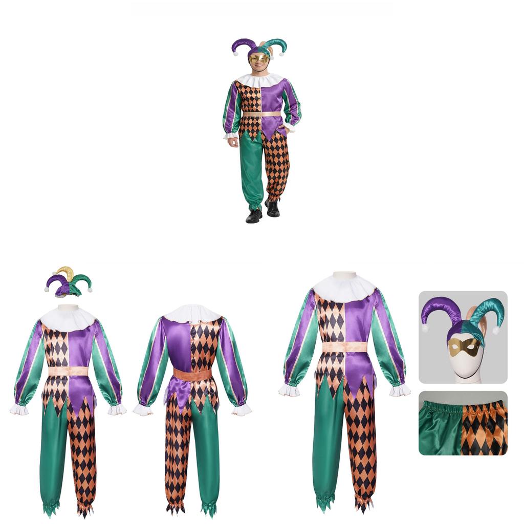 Clown Costume For Kids And Adults With Polyester Fabric For Cosplay And Halloween Events