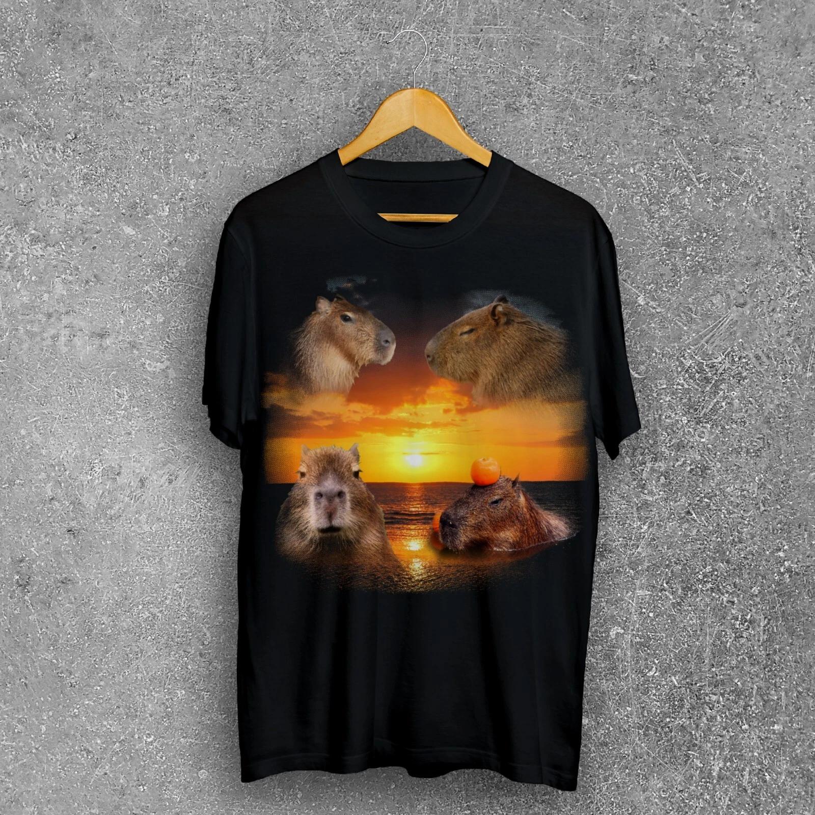90 Retro Capybara T-shirt, Vintage Sunset Shirt, Capybaras Tee, Funny Meme XL
