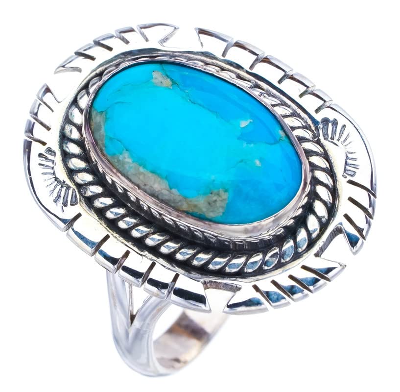 

StarGems® Natural Turquoise Pigeon Handmade 925 Sterling Silver Ring 9.5 F2327