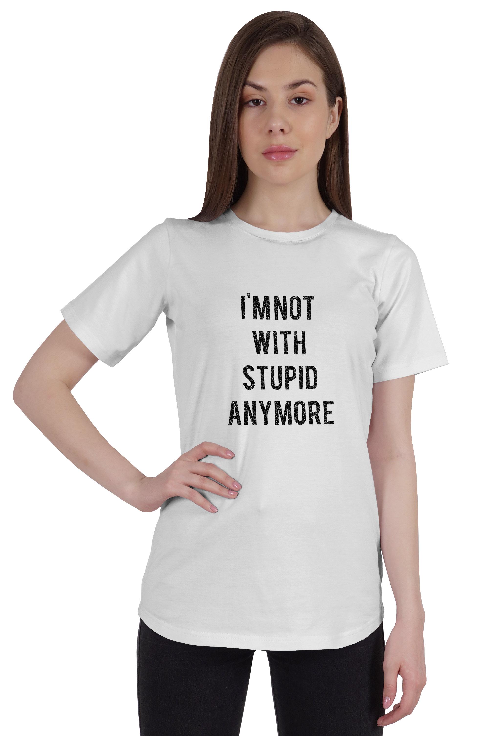 

Inkmeso Women Quote Top I m Not With Stupid Anymore Graphic Print Tee XXL білий