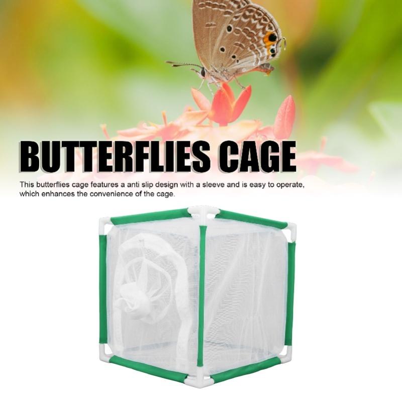 Cube Butterflies Cage With Sleeve Door Portable Butterflies Habitat Cage For Indoor Outdoor Activities