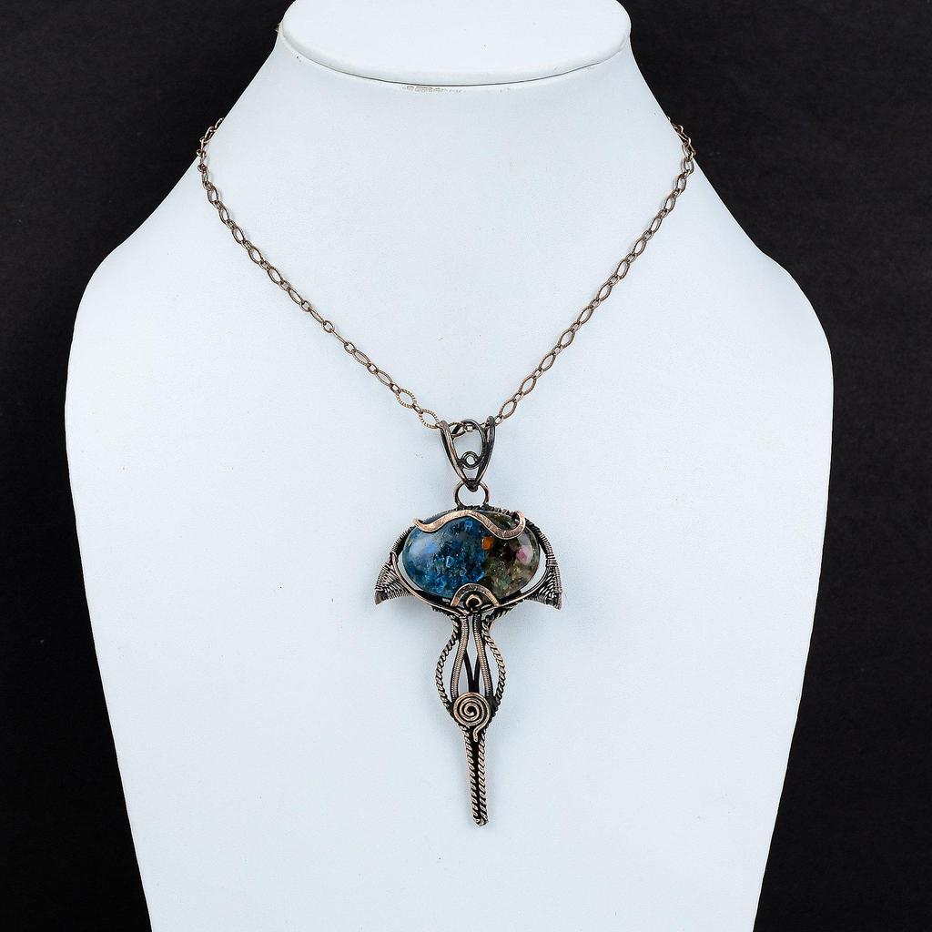 Watermelon Tourmaline Pendant Copper Wire Wrapped Gemstone Pendant Antique Pendant Copper Jewelry Gift For Him Handmade Wire Wrapped Jewelry