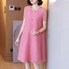 Plus Size Temperament Short Sleeve Dresses Women Summer  Loose Pleated A-Line Dress for Women