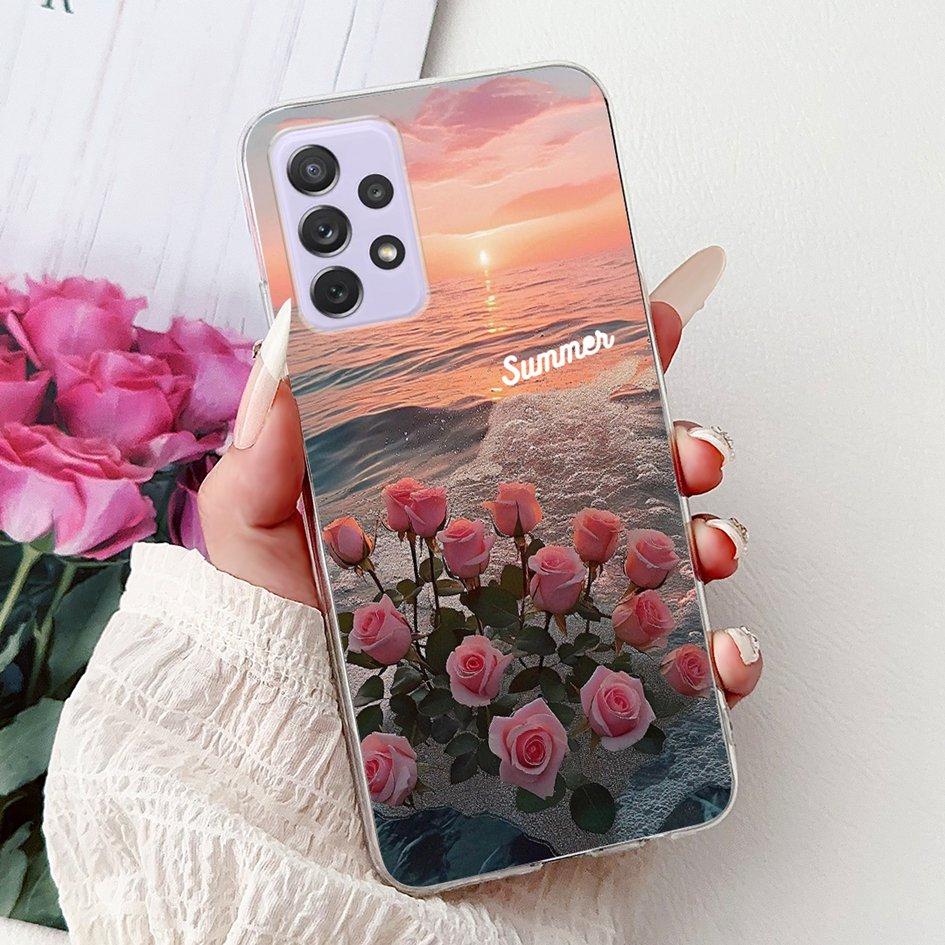 For Samsung Galaxy A52 A52s 5G Case SM-A526B SM-A528B Phone Cover Fashion Flower Soft Silicone Funda For Samsung A72 A 52 Bumper