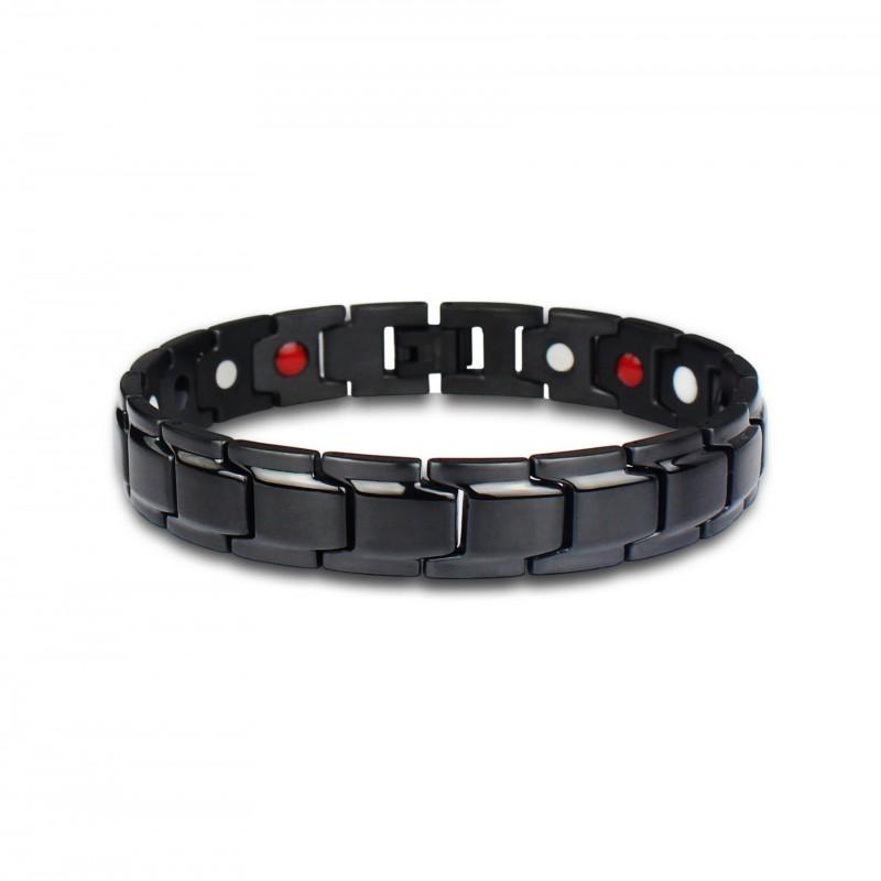 Mens Titanium Steel Geometric Bracelet With Magnetic Clasp Original Design Black Gold Tone FCM001