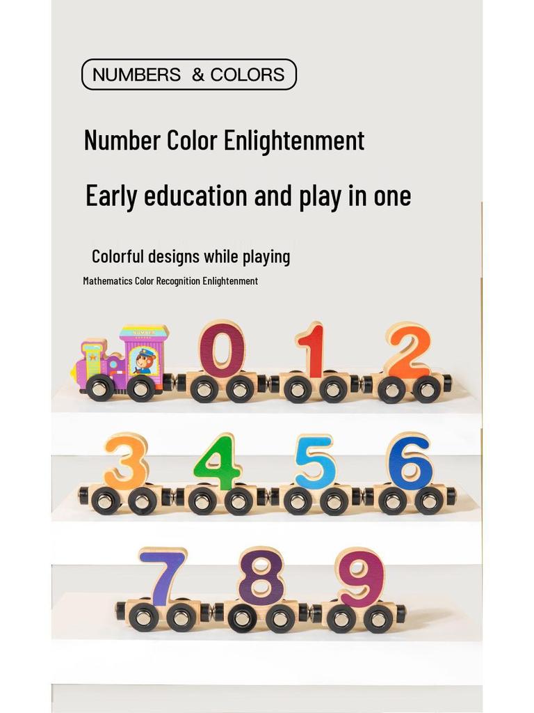 Wooden Magnetic Number Train for Kids - Color Recognition Toy