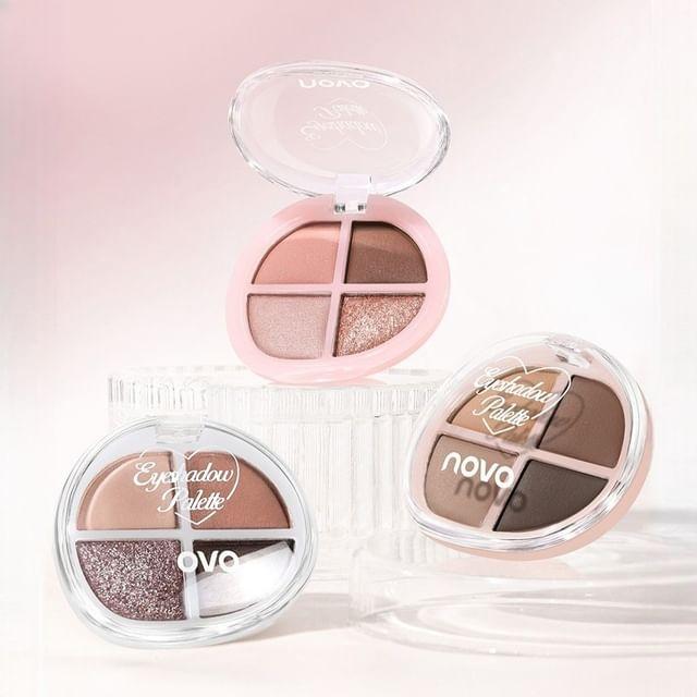 NOVO - Heartbeat 4-Color Eyeshadow Palette - 5 Types 01# Nude Apricot - 6.4g