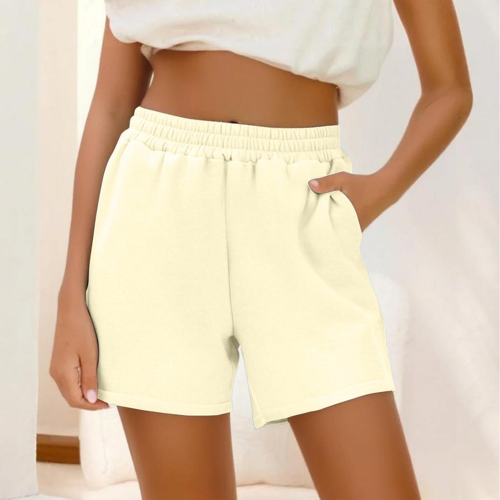Womens Sweat Shorts Casual Summer Comfy High Waisted Cotton Shorts With Pockets