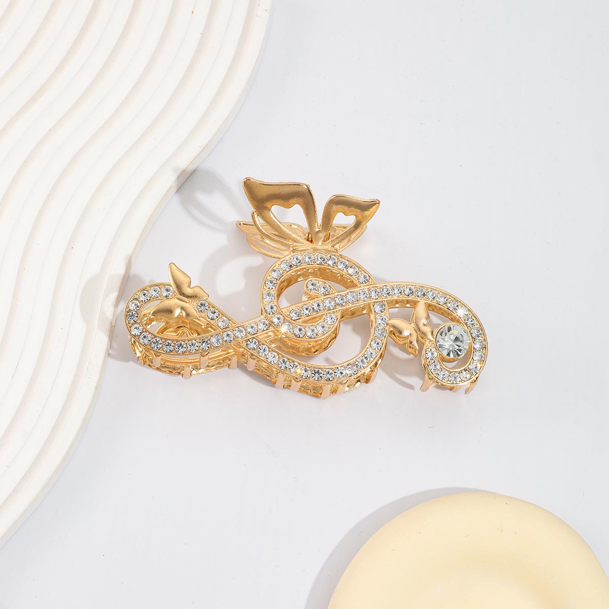 High-End Rhinestone Music Symbol Claw Hair Clip for Thick Hair