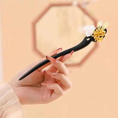 Luxurious Handmade Ebony Tassel Chinese Hanfu Qipao Hairpin for Women