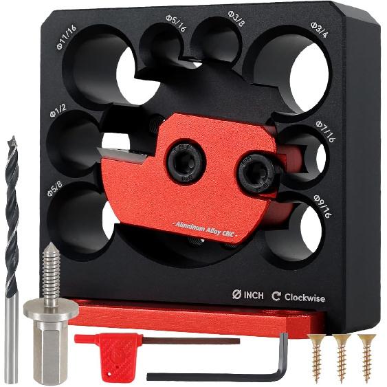 Dowel Maker Jig Kit 5/16-3/4inch Adjustable Dowel Maker Cutter 8 Holes Aluminum Alloy Dowel Round Rod Sticks Maker Jig Electric Drill Rod Auxiliary