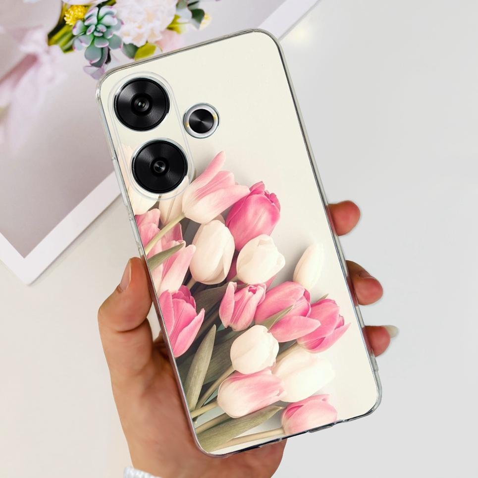 Flower Butterfly Women Fashion Back Cover For Xiaomi Redmi Turbo 3 Phone Funda Transparent Soft TPU Silicone Coque For Poco F6