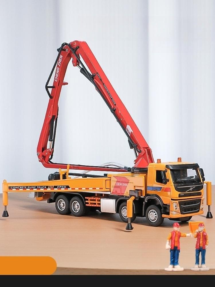 

1/50 Volvo Concrete Pump Truck Toy Car Diecast Meatl Vehicle Model Pull Back Sound & Light Miniature Collection Gift For Boy Kid помаранчевий