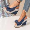 Vintage Rivet Decor Wedge Sandals Women Summer High Heels Platform Sandals Ankle Buckle Beach Shoes