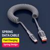 Coiled USB C Fast Charging Cable Braided Highly Elastic Spring Design Pure Copper Conductor CarPlay Compatible iPhone 17 for