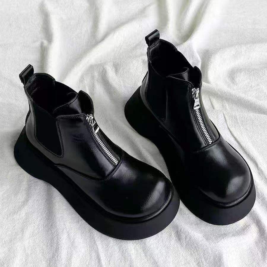 Thick-soled Martin boots women's 2025 new autumn and winter heightening short boots British style single boots Chelsea boots Ghost Emperor boots