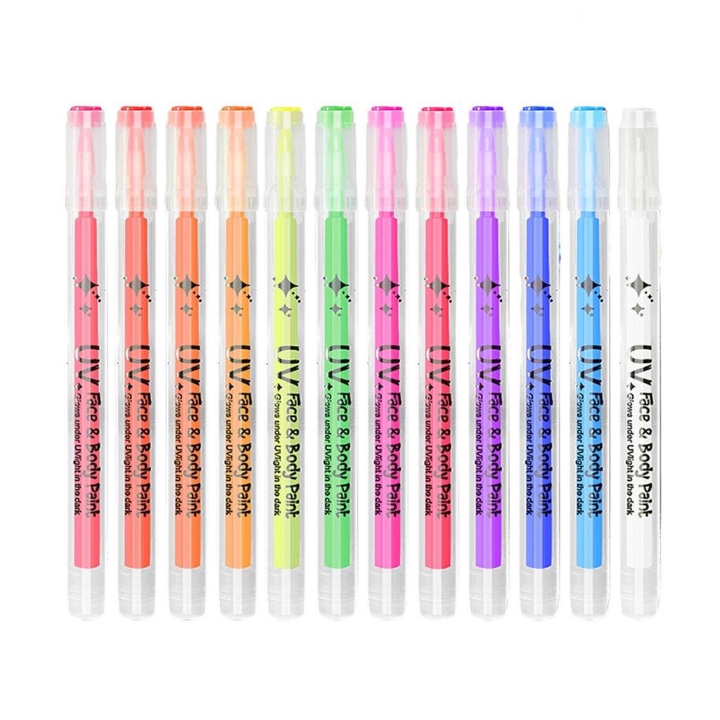 12 Color In The Dark Body And Face Paint Pens  Glow-in-the-dark Acrylic Pens  Creative Pens For Bars And Parties  12*3ml
