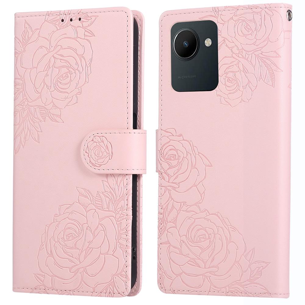 For Realme C30 4G/C30s 4G Case Rose Flower PU Leather Wallet Phone Cover with 3 Card Slots