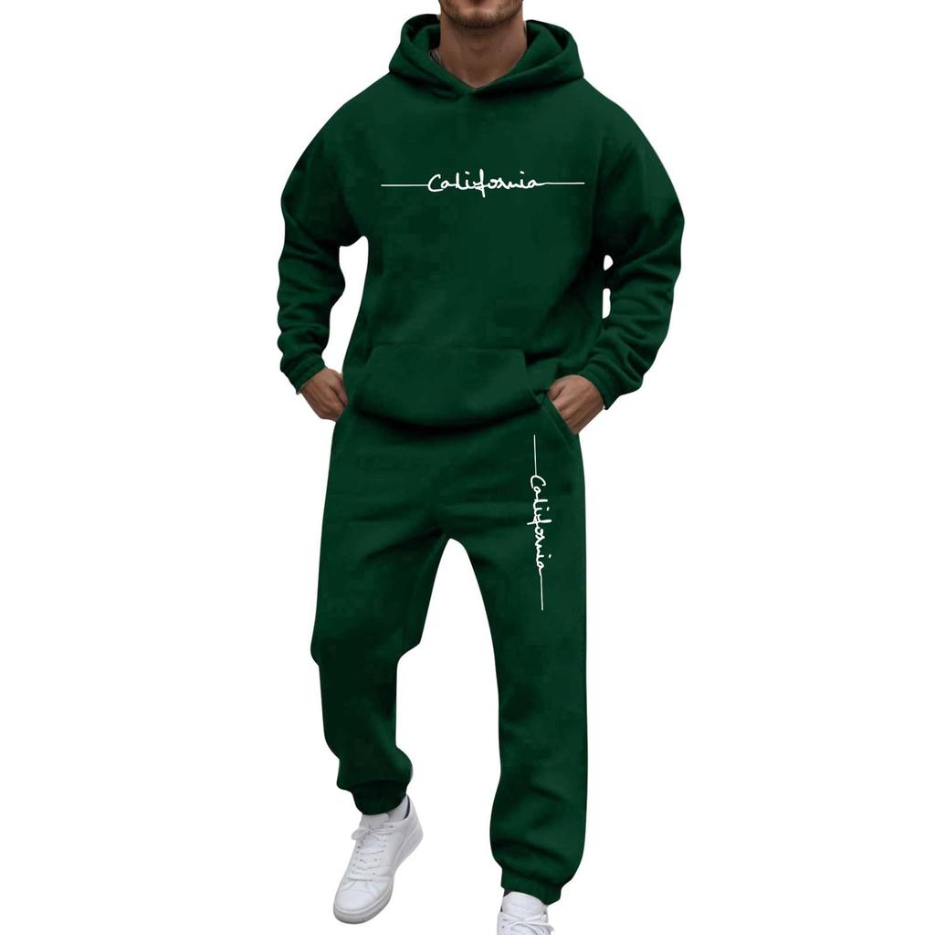 Herren Casual und personalisiert bedrucktes Langarm-Kapuzensweatshirt, Herren Sport-Sweatshirt und Sweatpants zweiteiliges Set