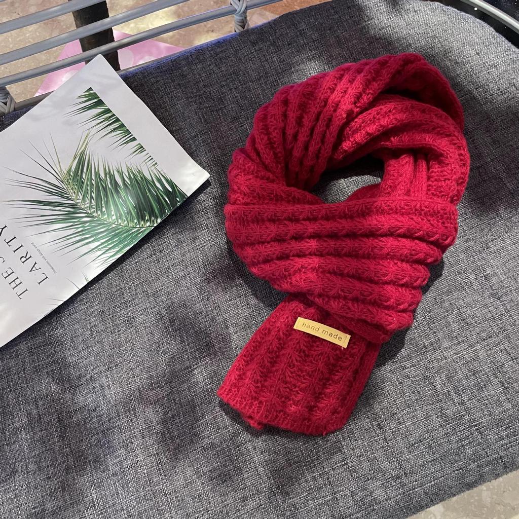 Korean version of the new hollow wool knitted scarf women's autumn and winter warm fashion versatile soft waxy scarf