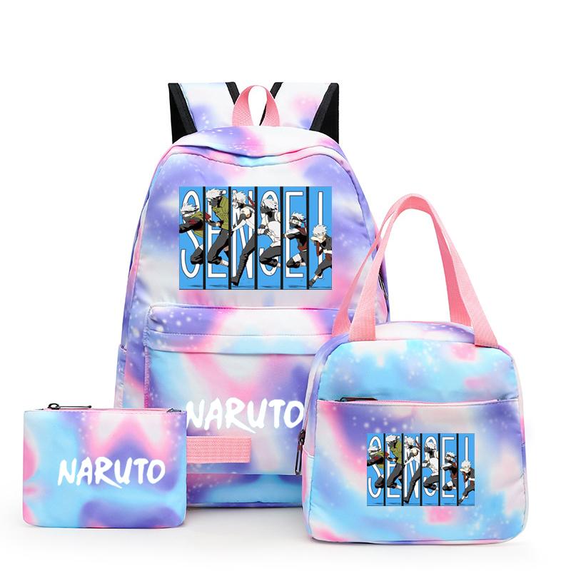 3-teiliger Schulrucksack für Mädchen Y2K mit Lunch-Taschen, Studenten-Taschen-Set, Kinder-Stifttasche, zurück zur Schule, Anime-Leinwand-Rucksack