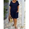 Spring/Summer 2026 Cotton Linen Two-Piece Set with Ruffled Short Sleeve Top and Pocketed Shorts