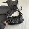 Lace‑Up Faux Leather Hobo Shoulder Bag, Ruched Crescent Underarm Purse, Detachable Adjustable Strap, Y2K Style, Fashion Daily Women Handbag