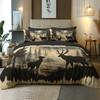 3d Deer by Lake Forest Pattern Duvet Cover Set Fantasy Themed Woven Polyester Bedding with 1 Duvet Cover+1/ 2 Pillowcases