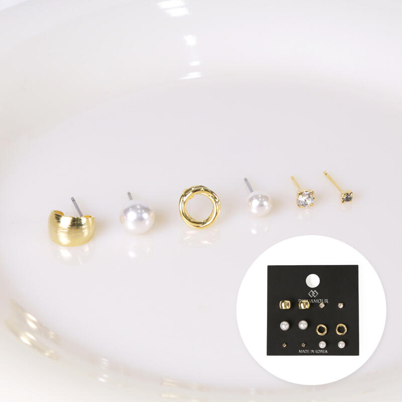 

12-Set Anti-Hypertensive Round Pearl Earrings yellow gold