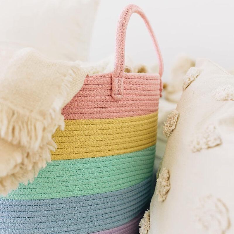 miflame Large Rainbow Cotton Rope Storage Basket