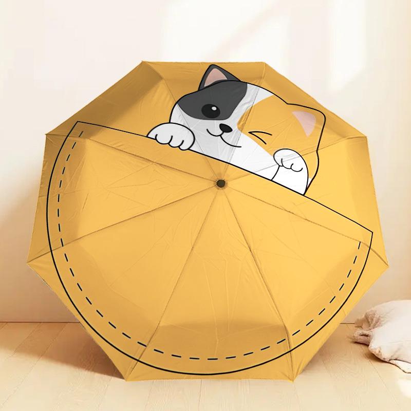 Pocketful of Joy: Cute Cat Pocket Print Umbrella Auto Open/Closed, Outdoor Protection, Lightweight & Durable Travel Accessory 106