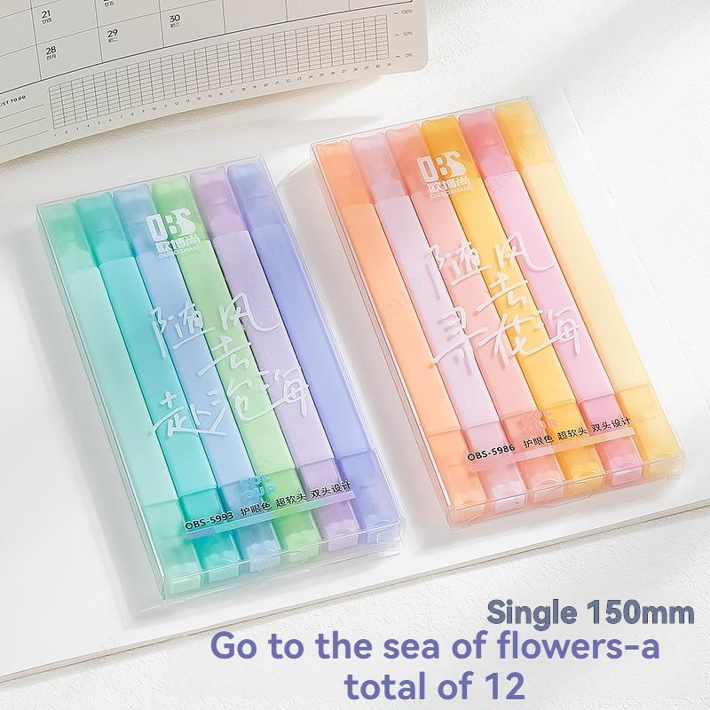 Xiaomi 6/12 Colors Highlighters Cute Pastel Pens Bible Pens Soft Tip Aesthetics Markers Kawaii Stationary for Students School Supplies